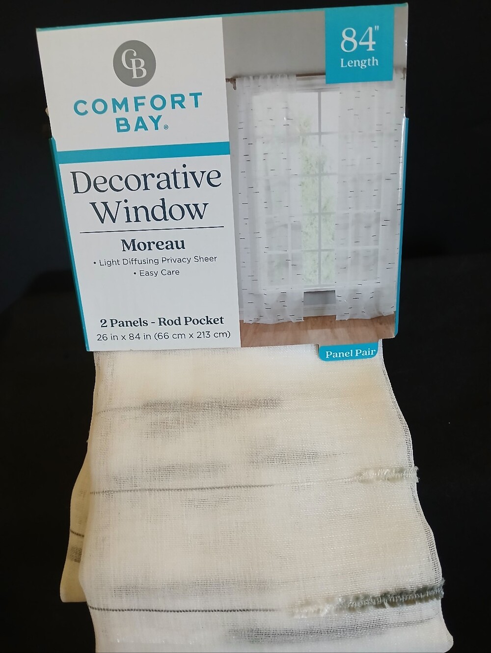4 Packs Of Comfort Bay Ivory Sheer Decorative Window Panels, 2 Panels Each Pack